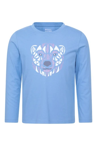 Polar Bear Sparkle Kids Long Sleeve Printed Tee - Blue