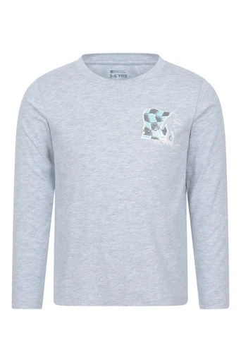 T-shirt à manches longues avec imprimé Free Style Ski pour enfants - Gris Pâle