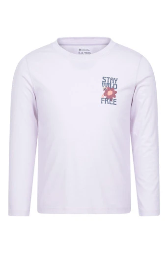 Stay Wild Kids Long Sleeve Graphic Tee - Lilac