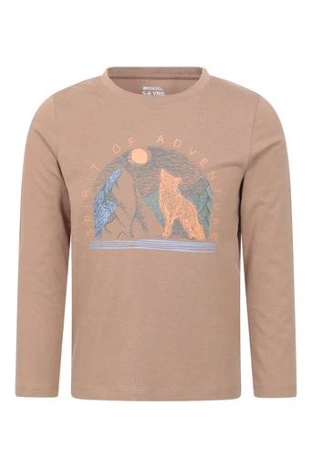 Spirit of Adventure Kids Graphic Long Sleeve T-Shirt - Tan