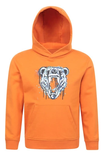 Kids Graffiti Bear Graphic Hoodie - Orange