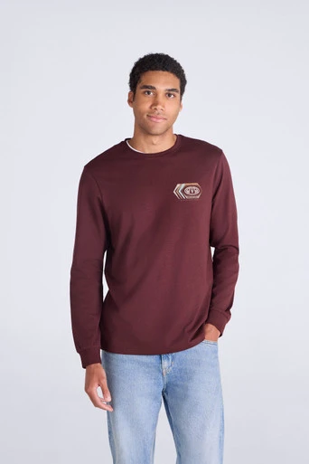 Tommy Mens Graphic Long Sleeve Tee - Dark Burgundy