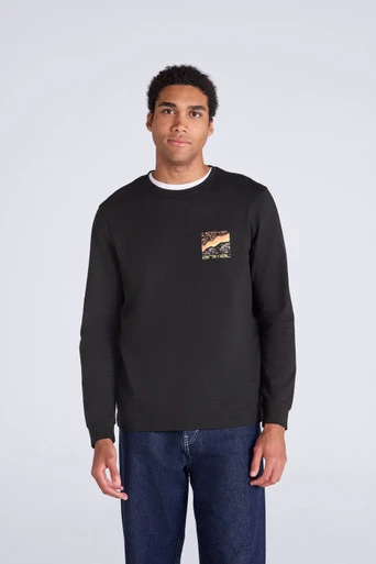 Tommy Mens Graphic Long Sleeve Tee - Jet Black