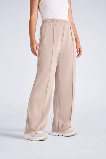 Womens Travel Scuba Straight Leg Joggers - Beige