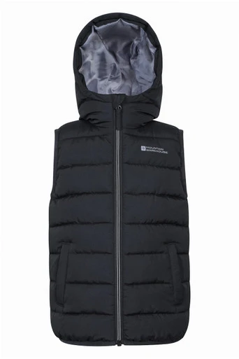Rocko Kids Water Resistant Hooded Padded Gilet - Jet Black