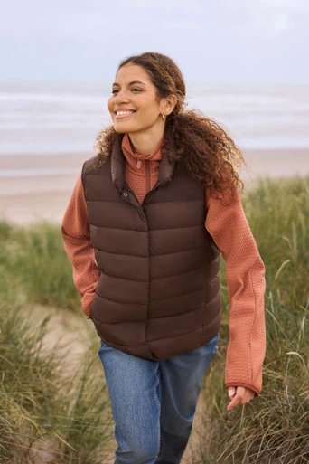 Womens Lightweight Down Gilet - Brown