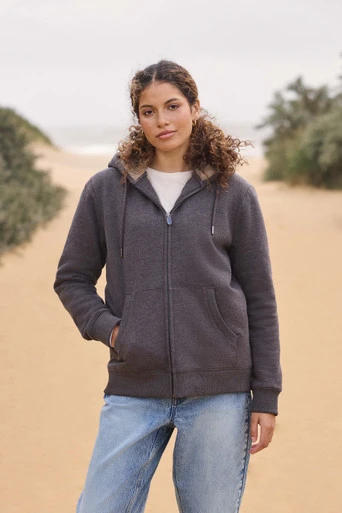 Zuri Womens Sherpa Lined Hoodie - Brown