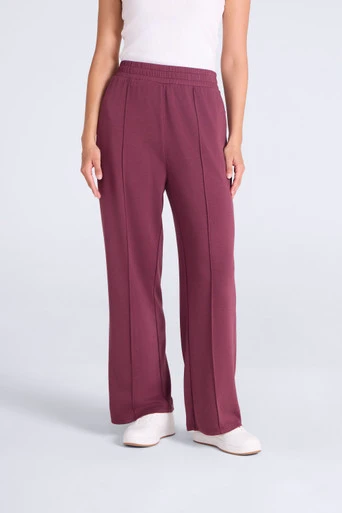 Womens Travel Scuba Straight Leg Joggers - Burgundy