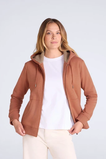 Zuri Womens Sherpa Lined Hoodie - Rust