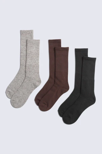 Rory Mens Outdoor Mid-Calf Socks 3 Pack - Light Brown
