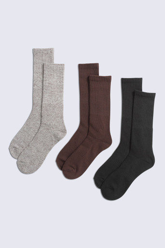 Rory Mens Outdoor Mid-Calf Socks 3 Pack - Light Brown