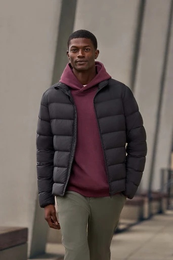 Mens Lightweight Down Packable Jacket - Jet Black