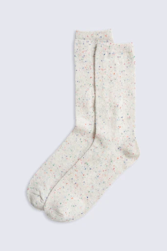 Lexi Womens Nepped Mid Calf Socks - Light Beige