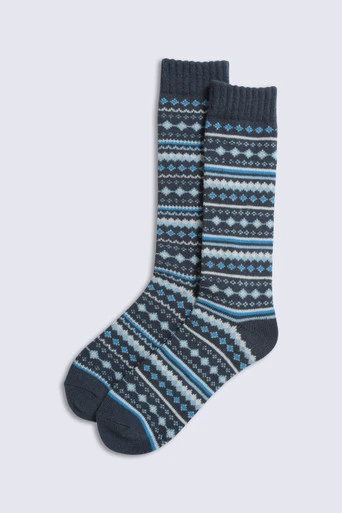 Hansel Mens Fairisle Mid Calf Socks - Mixed