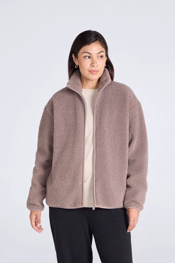 Womens Blake Boucle Full Zip Fleece - Beige