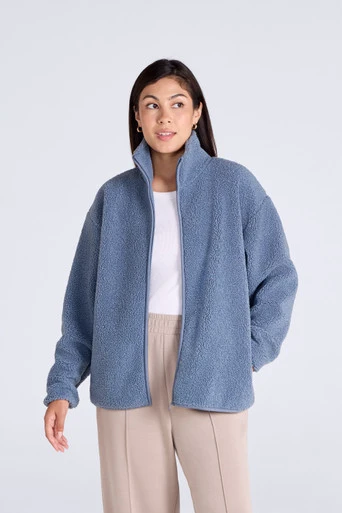 Womens Blake Boucle Full Zip Fleece - Pale Blue