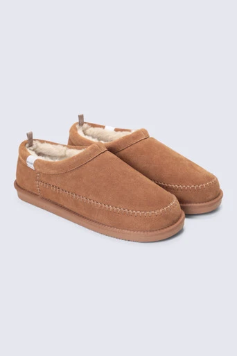 Sloane Mens Fur Lined Slippers - Tan