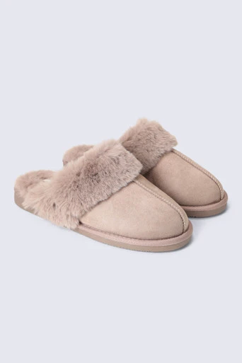 Holly Womens Mule Slippers - Taupe