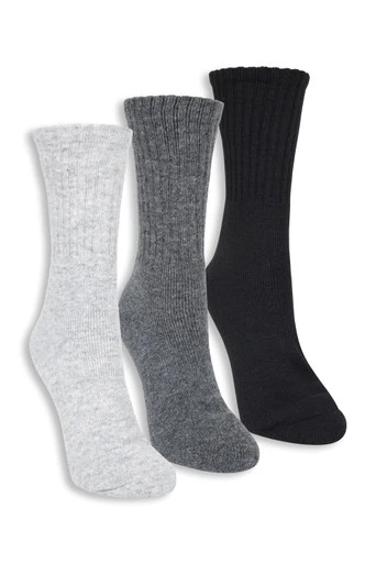 EMS Outdoor Merino Womens Mid-Calf Walking Socks- 3 Pack - Charcoal