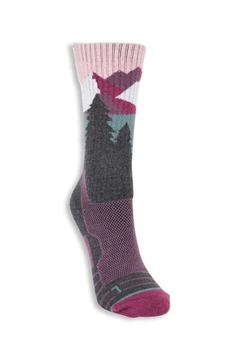 EMS Womens Patterned Merino Mid Calf Socks - Purple