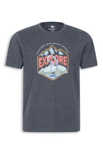 EMS Explore Mens Mountain Graphic Short Sleeve T Shirt - Charcoal
