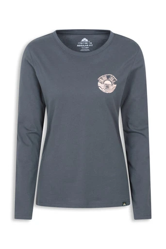 EMS Mountain Valley Womens Graphic Long Sleeve T-Shirt - Charcoal