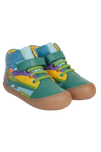 Kids 100% Leather Sky Stretch Lace Boot - Holly Green/Bear