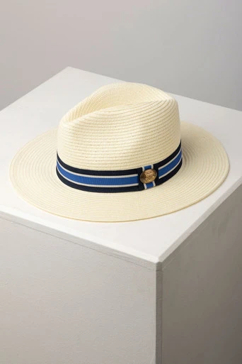 Malton Mens Panama Hat - Navy Stripe