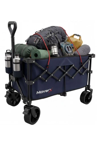 Blue Folding Camping Trolley Festival 120L Wagon - Blue/120L