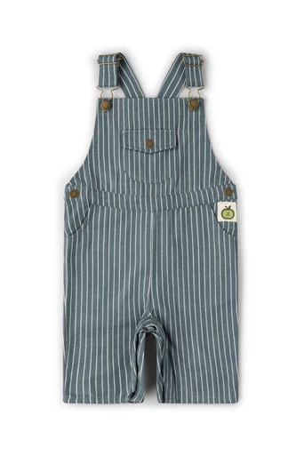 Striped Kids Dungaree Shorts - Navy