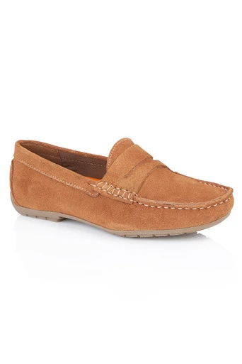 Danielle Suede Leather Womens Driving Loafers - Tan