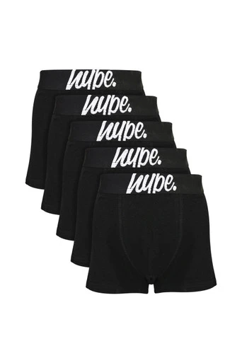 5 Pack Boys Cotton Rich Boxer Shorts - Black