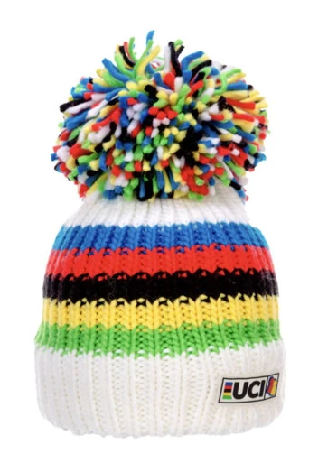UCI Rainbow Stripes Unisex Hat - White Bobble Hat