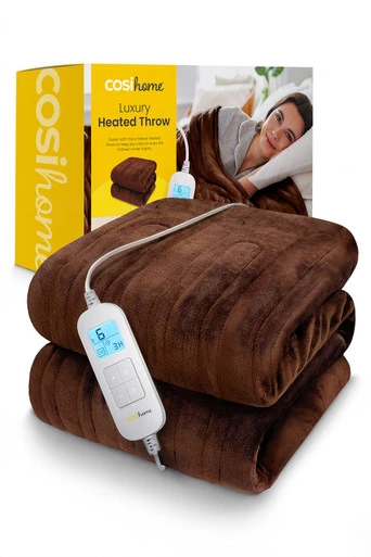 Fleece Electric Heated Throw - Brown