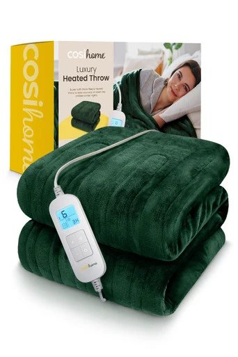Fleece Electric Heated Throw - British Racing Green