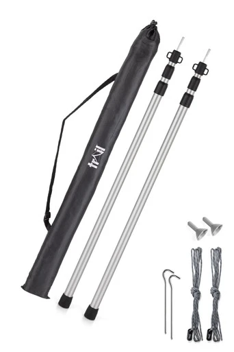 Telescopic Aluminium King Pole Set - Silver