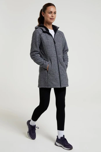 Mallaig Womens Longline Fleece Jacket - Black
