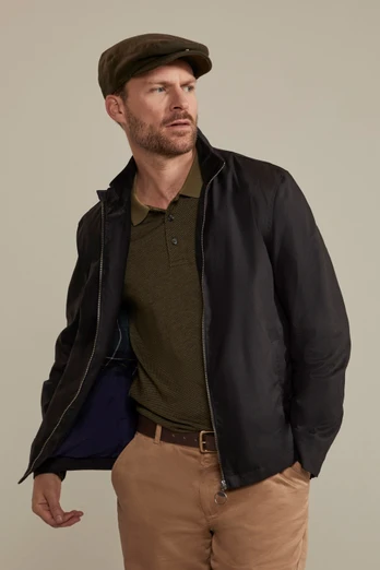 Porthleven Mens Waxed Harrington Jacket - Black
