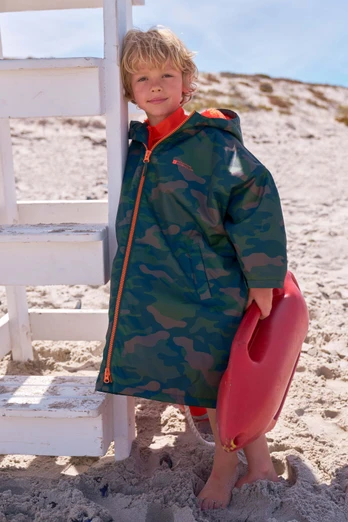 Tidal Printed Kids Waterproof Changing Robe - Khaki