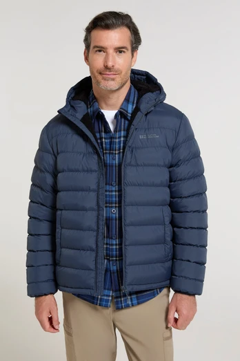 Seasons Mens Fur Lined Puffer Jacket - Navy