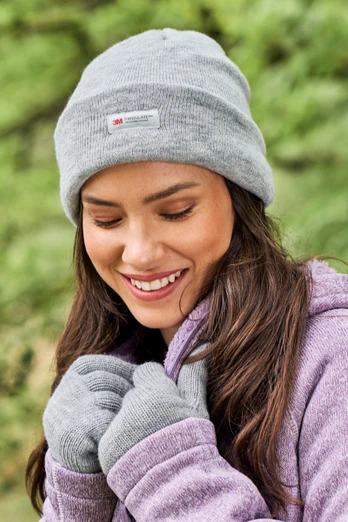 Womens Thinsulate Knitted Beanie - Light Grey