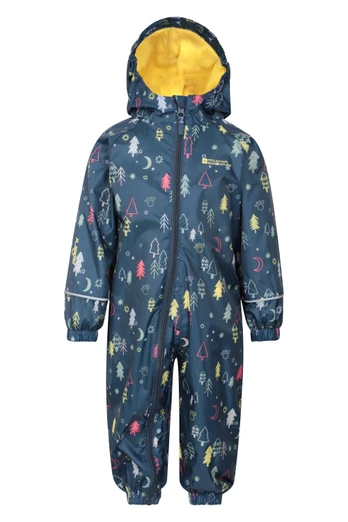 Spright Fleece Lined Printed Junior Waterproof Rain Suit - Midnight