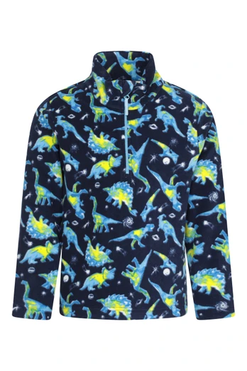 Pursuit Printed Kids Half-Zip Fleece - Bright Blue