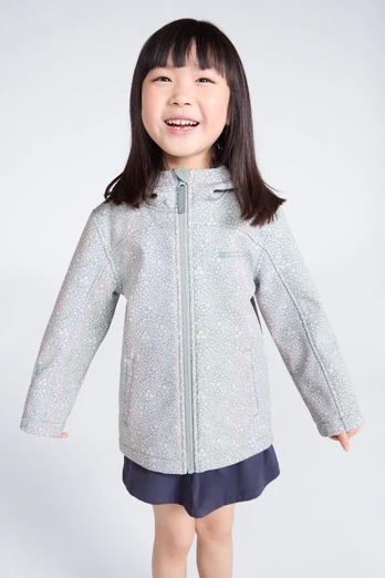 Exodus Kids Printed Water Resistant Softshell Jacket - Light Khaki