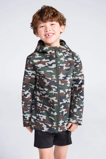 Exodus Kids Printed Water Resistant Softshell Jacket - Tan