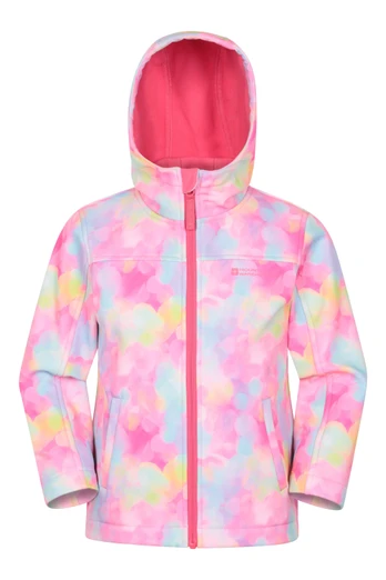 Exodus Kids Printed Water Resistant Softshell Jacket - Bubble Gum
