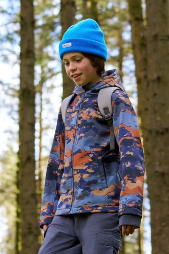 Exodus Kids Printed Water Resistant Softshell Jacket - Dark Grey