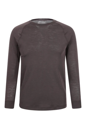 Merino Mens TechTherm Base Layer Top - Brown