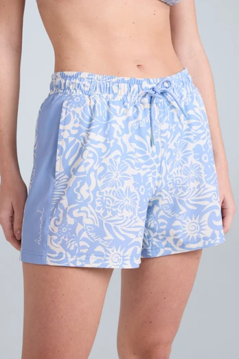 Freya Womens Printed Panel Boardshorts - Light Blue