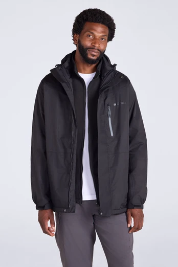 Bracken Extreme Mens 3 In 1 Waterproof Jacket - Jet Black